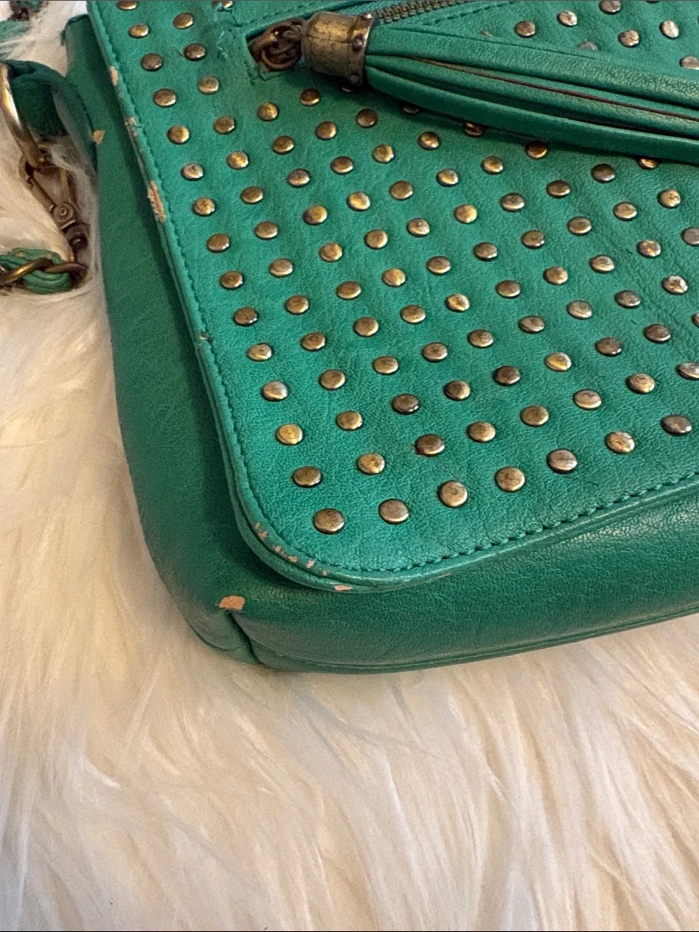 Urban Expressions Emerald Green Studded Crossbody Bag